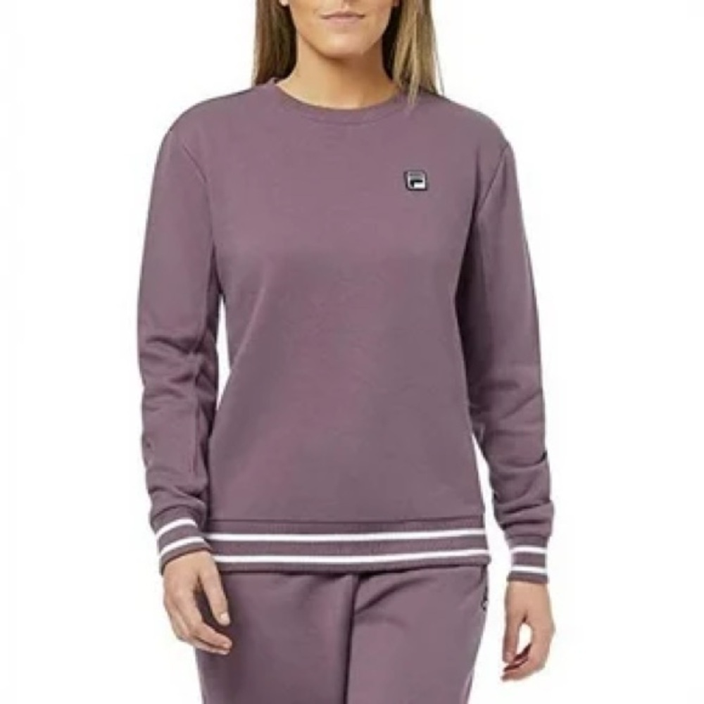 FILA Purple Striped Crewneck Sweatshirt Retro Gym Sport Size S